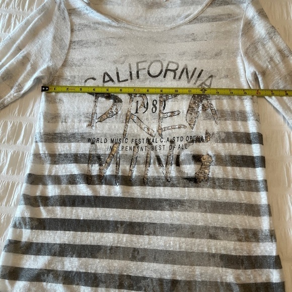 MONARI 100% Linen California Dreaming Long Sleeve Pullover Top Silver Metallic - Picture 9 of 11